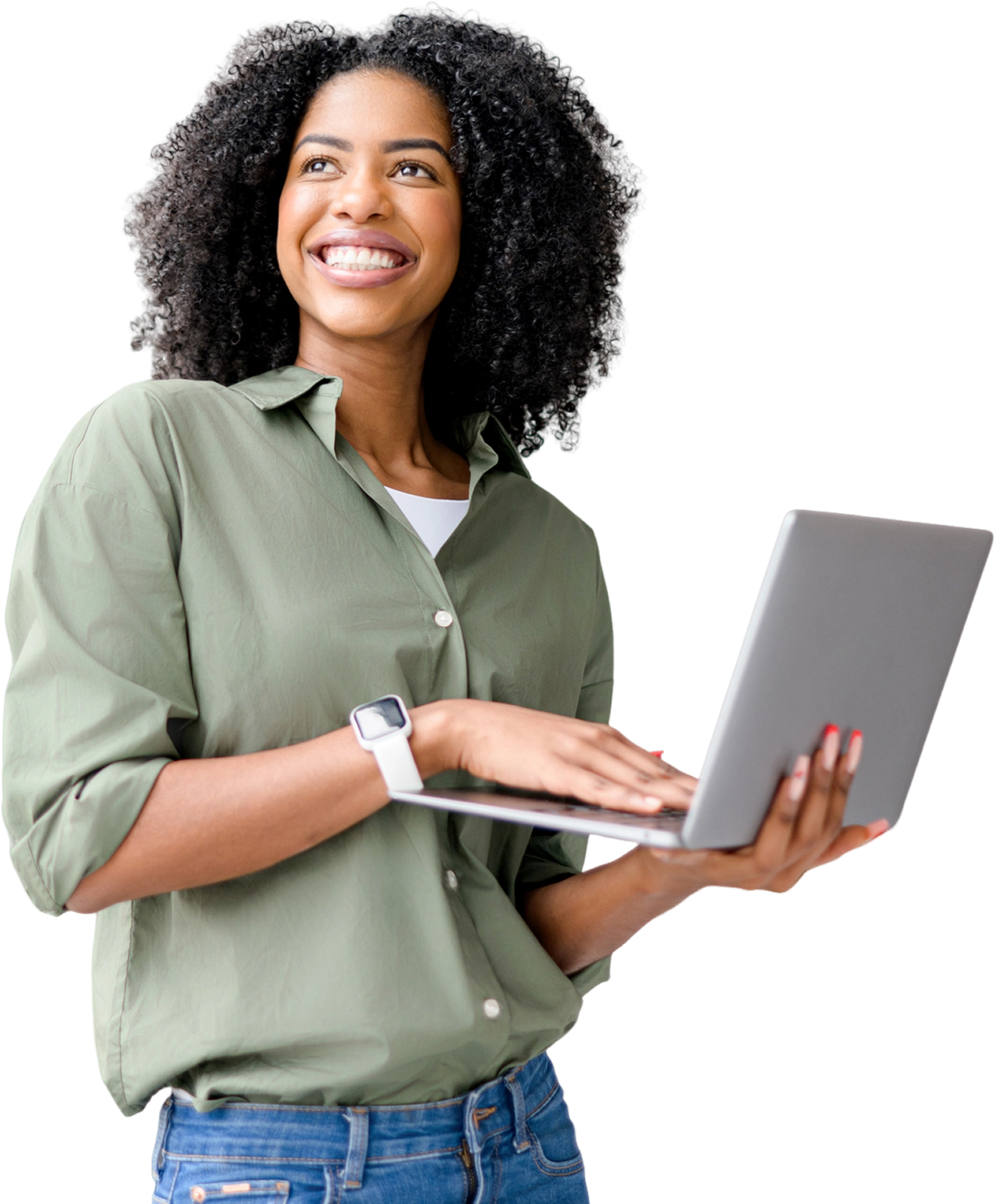 Woman holding laptop